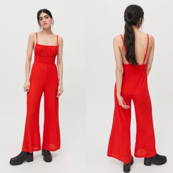 URBAN OUTFITTERS Shilo Sleeveless Knit Jumpsuit in Red Size Small - Picture 1 of 11